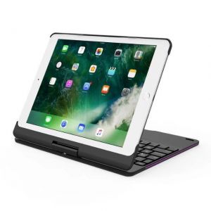 360&ordm; Rotating bluetooth 7 Colors Backlit Aluminum Keyboard For iPad 9.7 Inch 2018 / iPad 9.7 Inch 2017 / iPad Air / Air 2